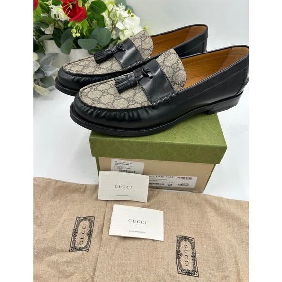 Men\'s Gucci, GG Supreme tassel loafers size 11.5 fits 12 US made in Italy main image 12